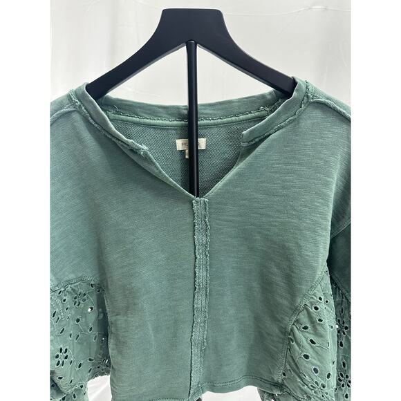 Anthropologie Pilcro green Batwing Eyelet Top XXS - Picture 4 of 5
